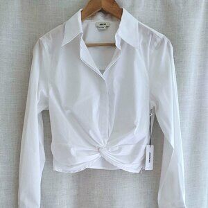 Jason Wu white cropped, twisted front ladies S top, new